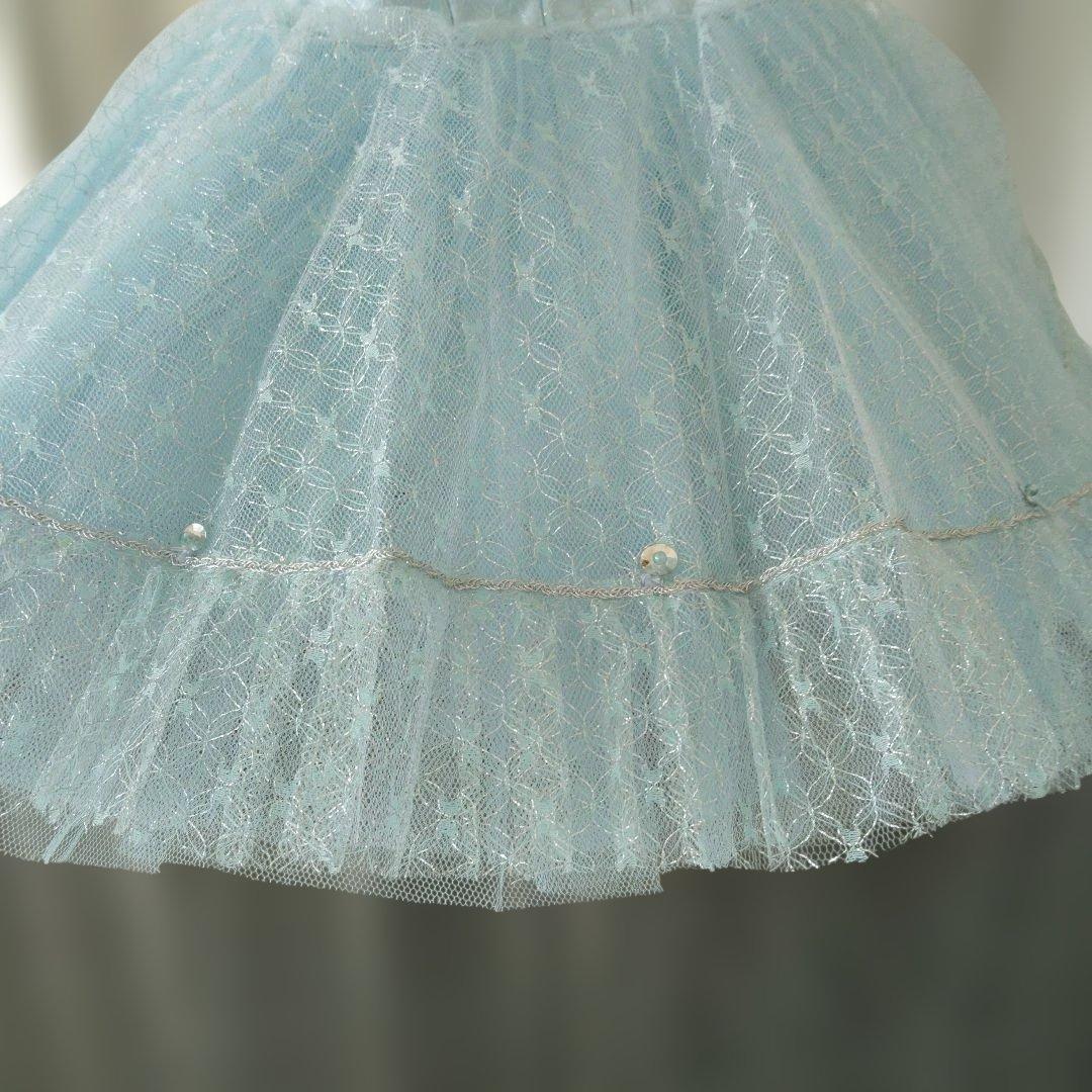 バレエ　水色レースチュチュ　小学校2~3年生　訳ありボン28cm　5着まとめ