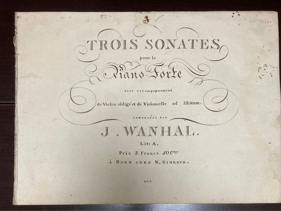 ヴァンハル：３つのピアノ三重奏曲集Weinmann Xa：30,31,32