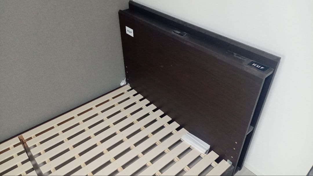 ダークブラウン セミダブル 美品 ベッド マット2枚付 引取歓迎