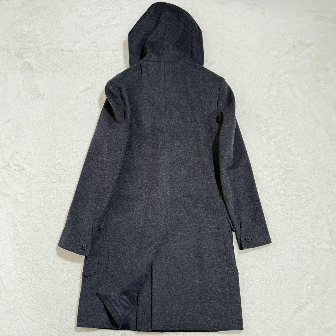 美品　メンズ　セオリー　フードラムウールコート カシミヤ混 グレー　通勤