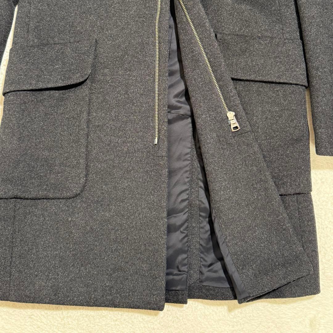 美品　メンズ　セオリー　フードラムウールコート カシミヤ混 グレー　通勤