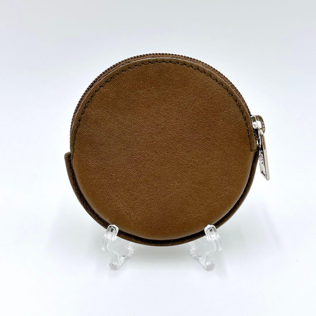 極美品 ＊ LOEWE ロエベ アナグラム レザー 丸型 ケース ブラウン