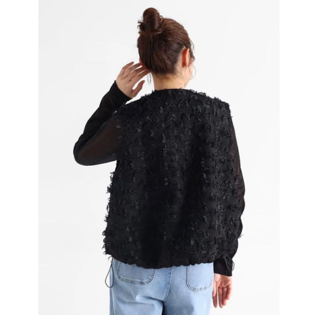 ヤマダヤ　Vin カットジャガードダブルジップジレ ブラック