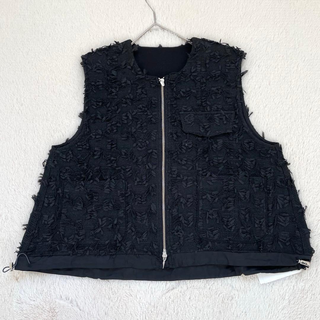 ヤマダヤ　Vin カットジャガードダブルジップジレ ブラック