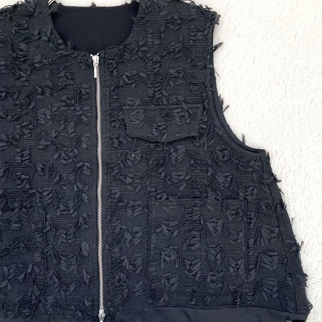 ヤマダヤ　Vin カットジャガードダブルジップジレ ブラック