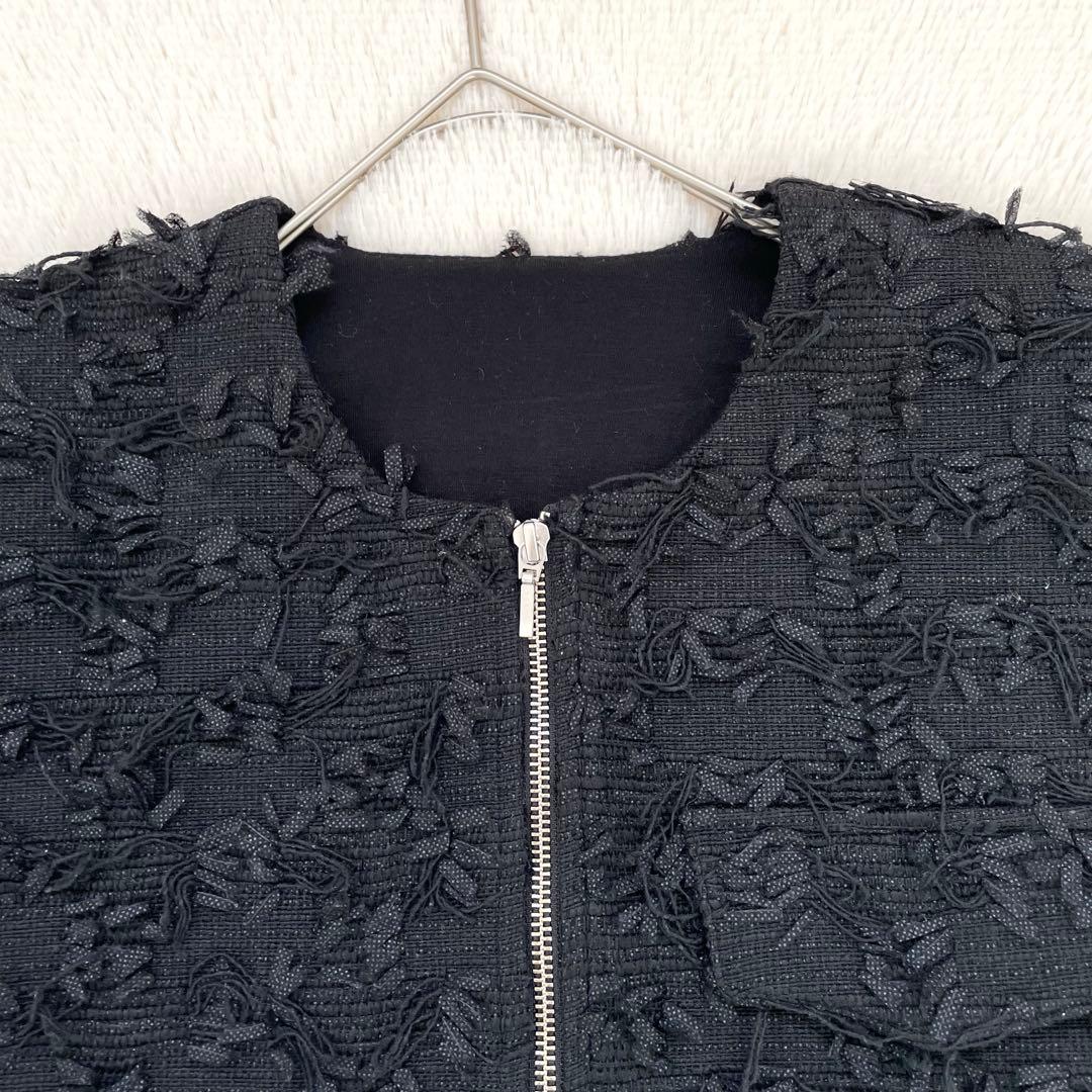 ヤマダヤ　Vin カットジャガードダブルジップジレ ブラック