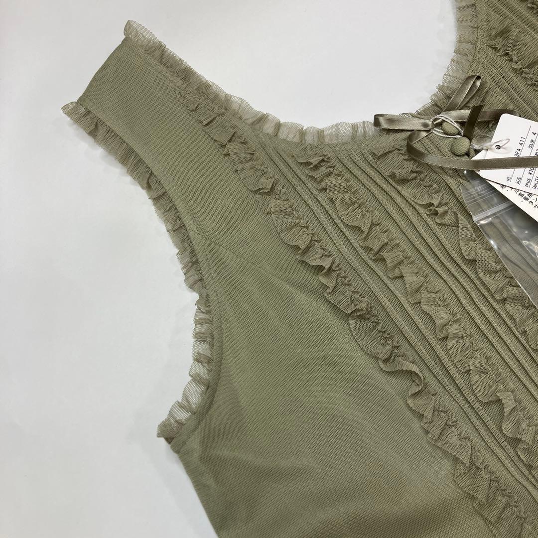 【新品未使用】ピンクハウス 鶯色 豪華チュール段々ワンピース/2024年 夏