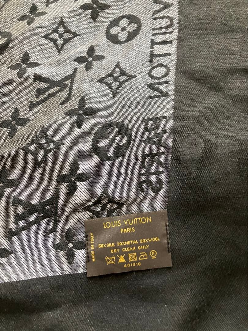 イタリア製‼️ ヴィトン マフラー ストール モノグラム ブラック シャイン LV