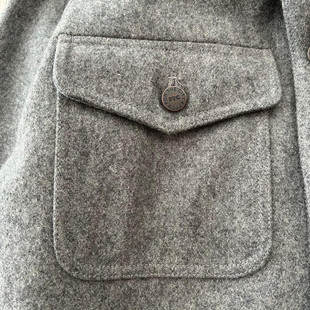 【美品】FTC ウール メルトン カバーオール グレー ネイビー Mキルティング
