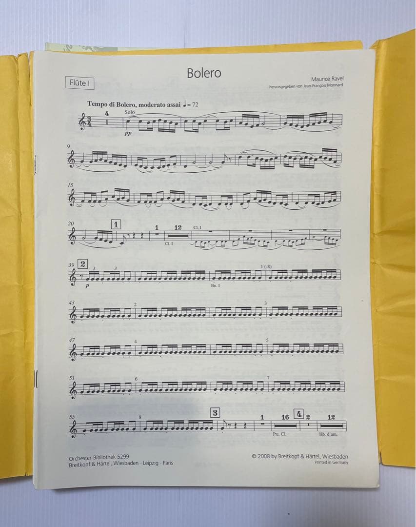 【オーケストラパート譜】ラヴェル:ボレロ　ブライトコプフ原典版