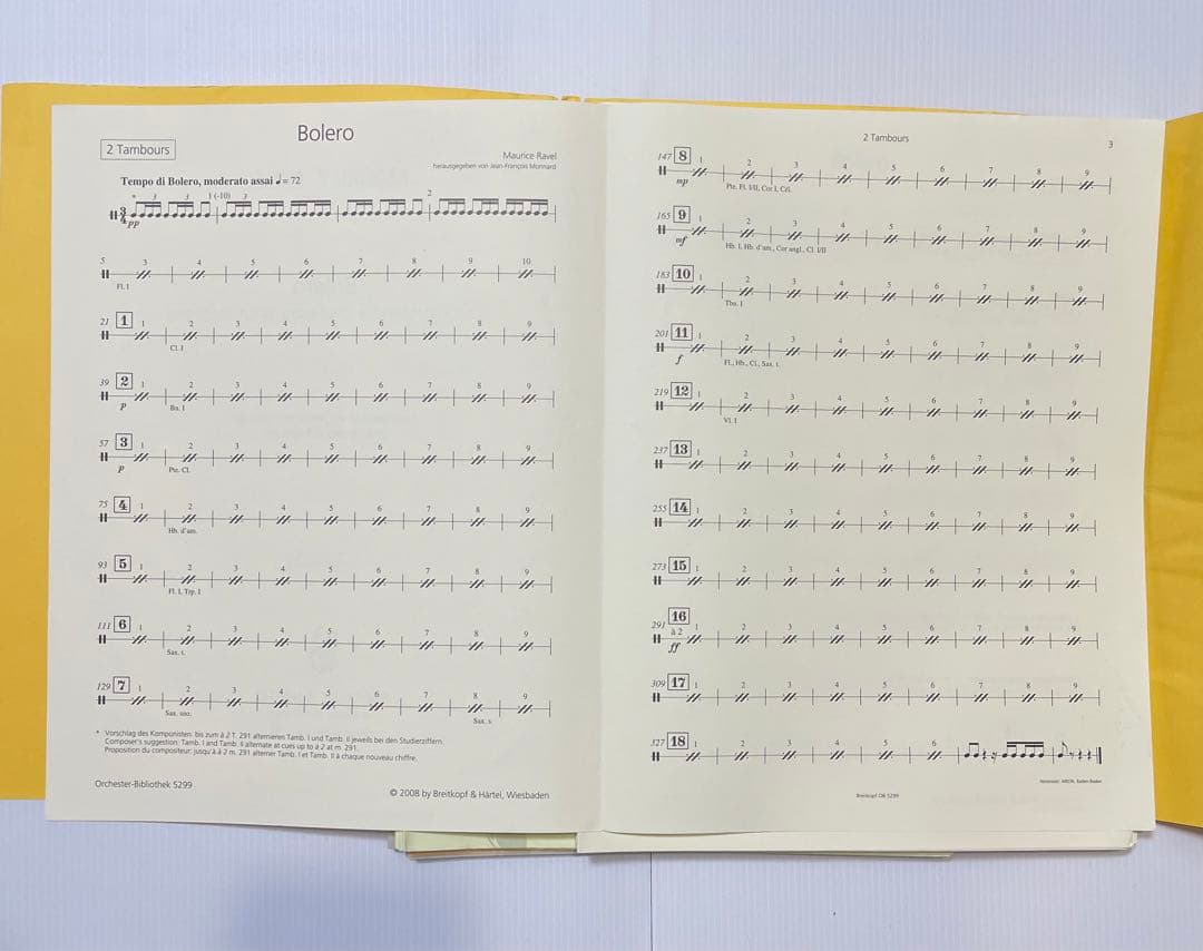 【オーケストラパート譜】ラヴェル:ボレロ　ブライトコプフ原典版