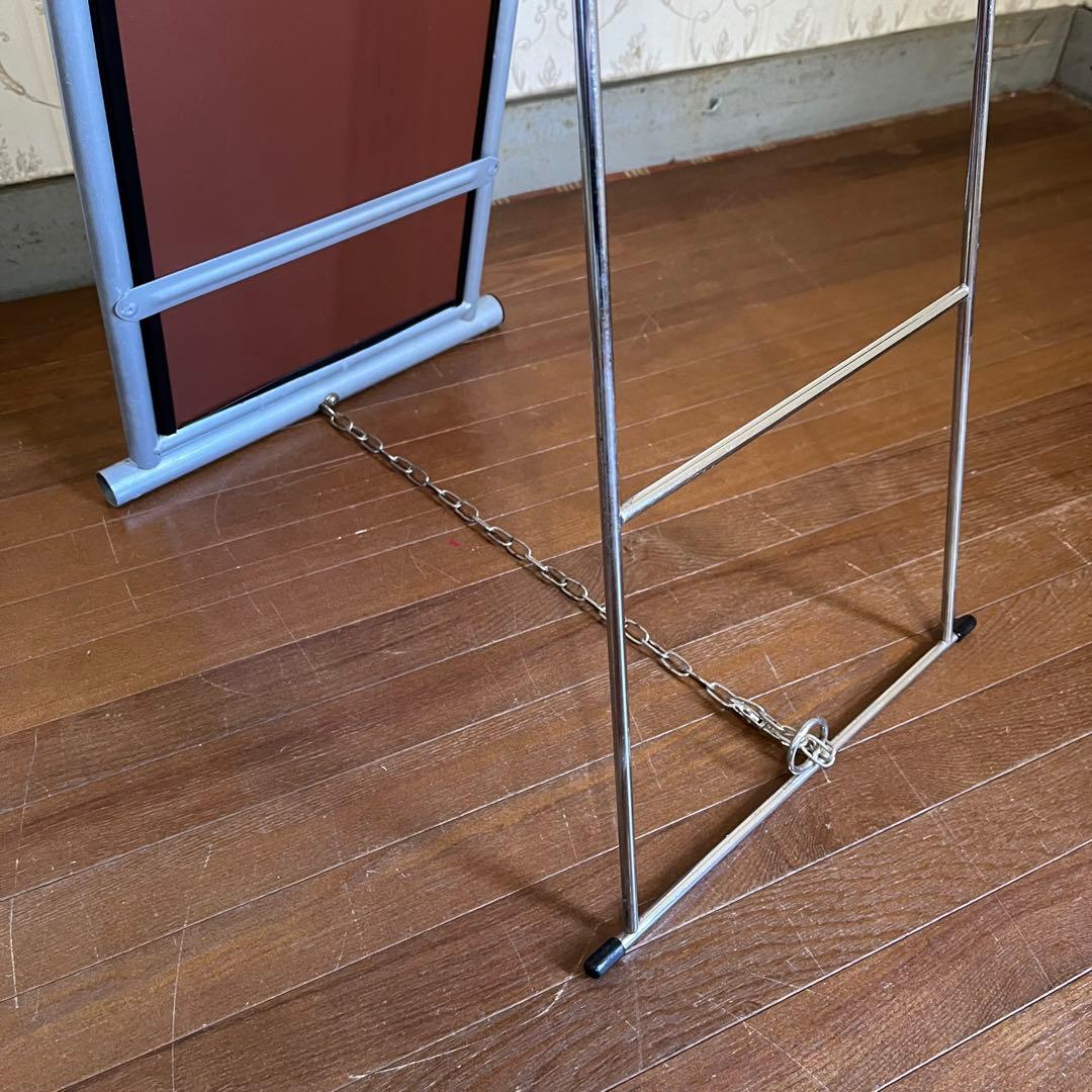 【インダストリアル】アルミフレーム アイアン スタンドミラー 全身鏡 シルバー