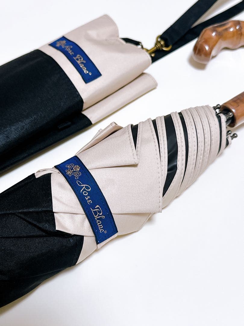 【未使用開封のみ】芦屋ロサブラン　日傘　2段折りミドル　コンビ　曲がり手元