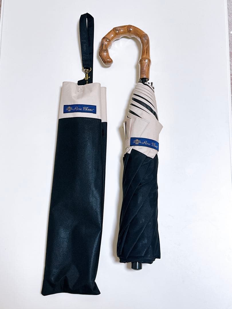 【未使用開封のみ】芦屋ロサブラン　日傘　2段折りミドル　コンビ　曲がり手元