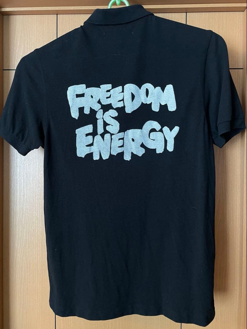 コムデギャルソンシャツ　フレッドペリー　スローガン　ポロシャツ　ブラック