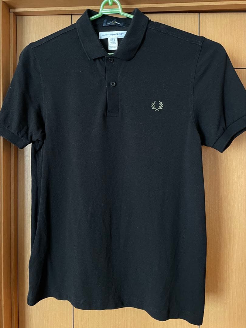 コムデギャルソンシャツ　フレッドペリー　スローガン　ポロシャツ　ブラック