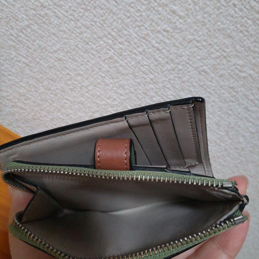 ロエベ　折り財布　スリムジップバイフォールドウォレット　アナグラム　グリーン