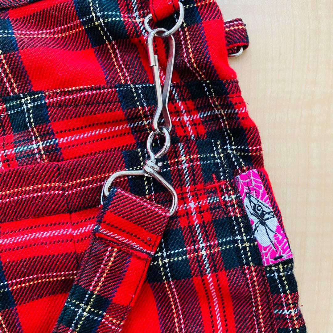 【M∀D GirL】サスペンダーつきショートパンツ｜赤チェックＭサイズ