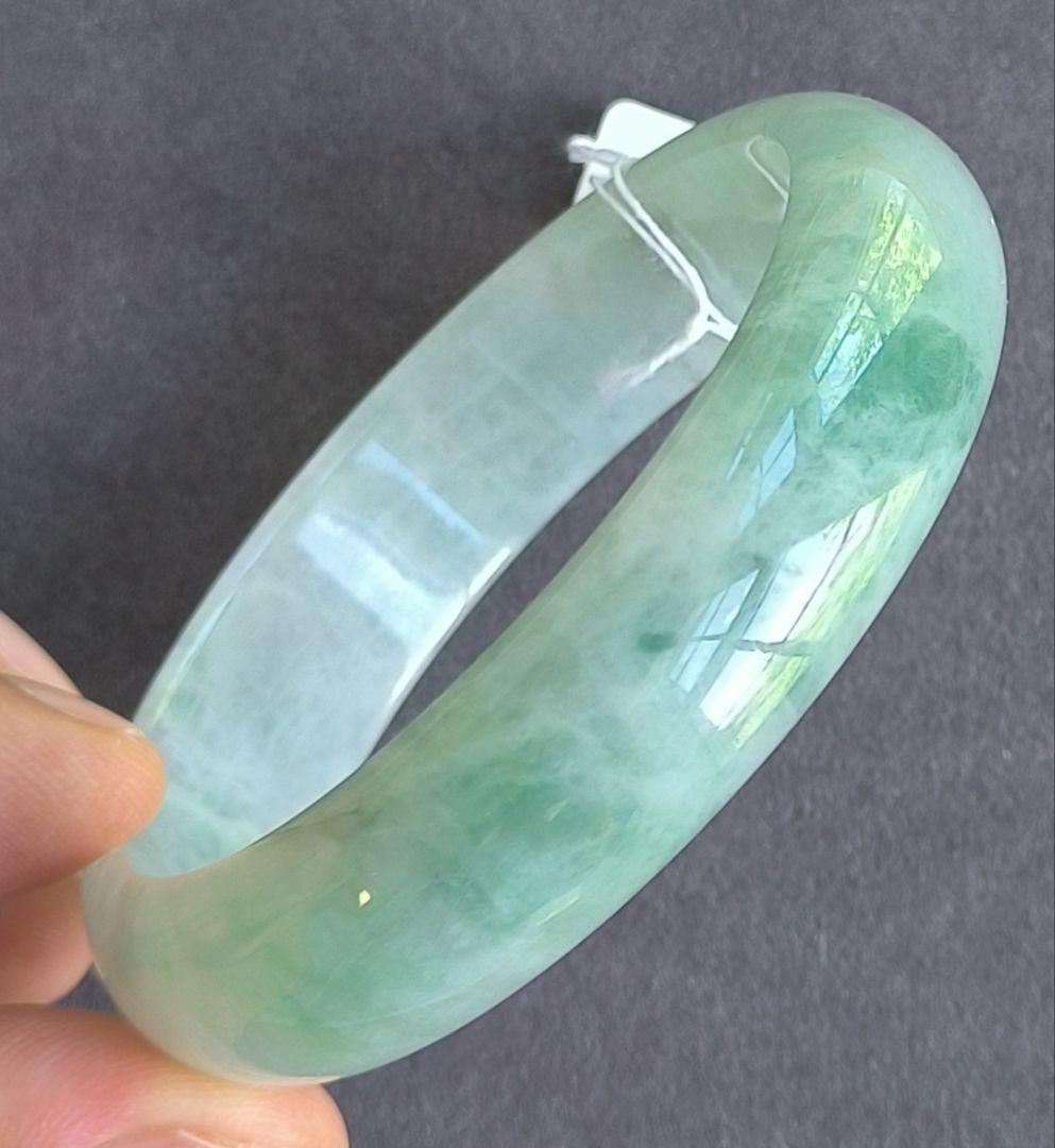 kona0615【鑑別書付】アイス翡翠のバングル（58～59）8767