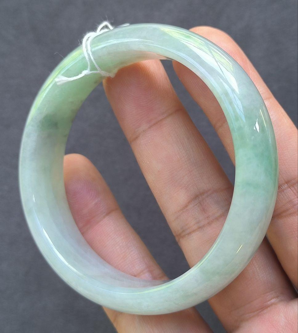 kona0615【鑑別書付】アイス翡翠のバングル（58～59）8767
