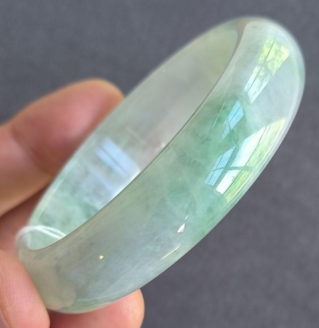 kona0615【鑑別書付】アイス翡翠のバングル（58～59）8767