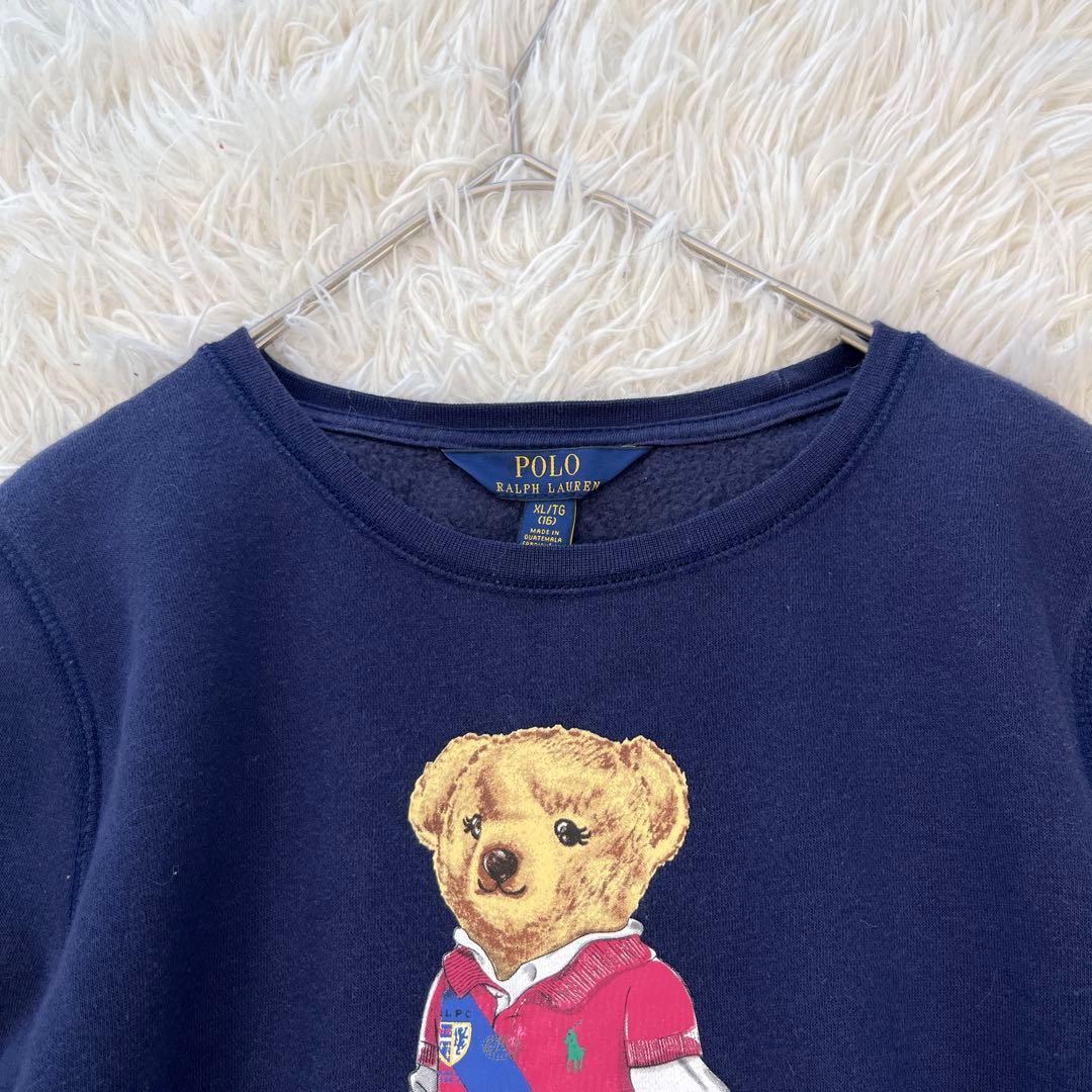 希少✨ ポロ ラルフローレン ポロベア トレーナー 裏起毛 女の子クマ 紺