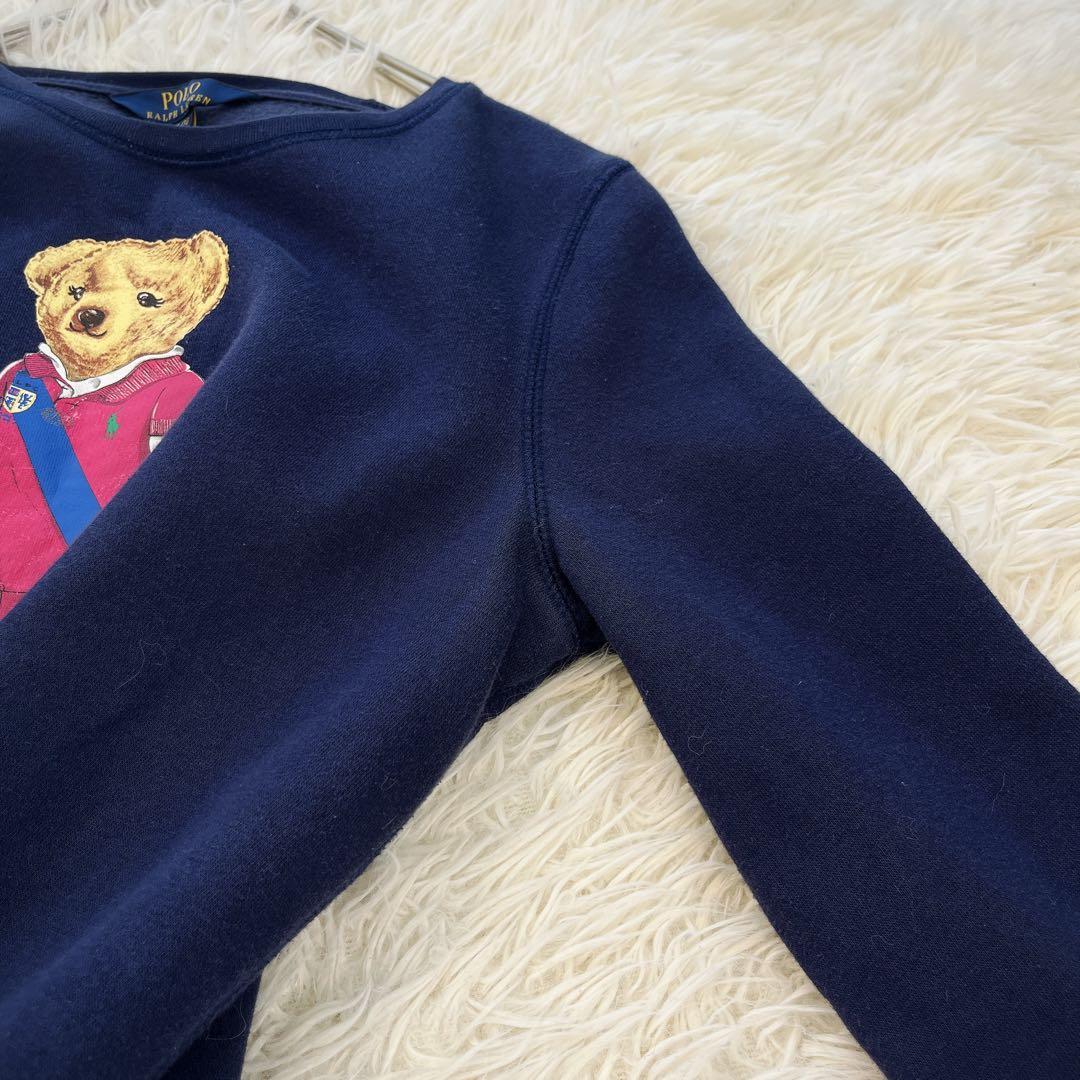 希少✨ ポロ ラルフローレン ポロベア トレーナー 裏起毛 女の子クマ 紺