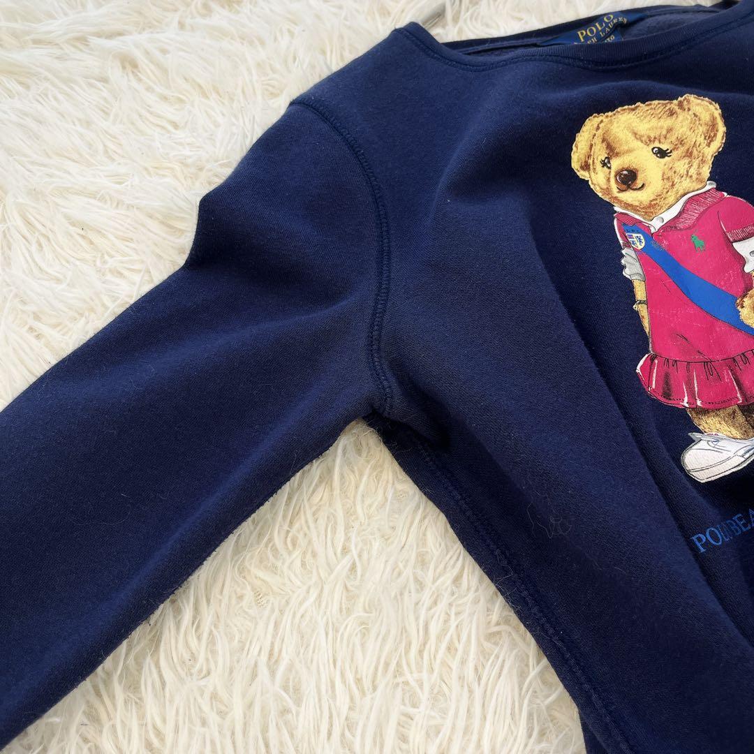 希少✨ ポロ ラルフローレン ポロベア トレーナー 裏起毛 女の子クマ 紺