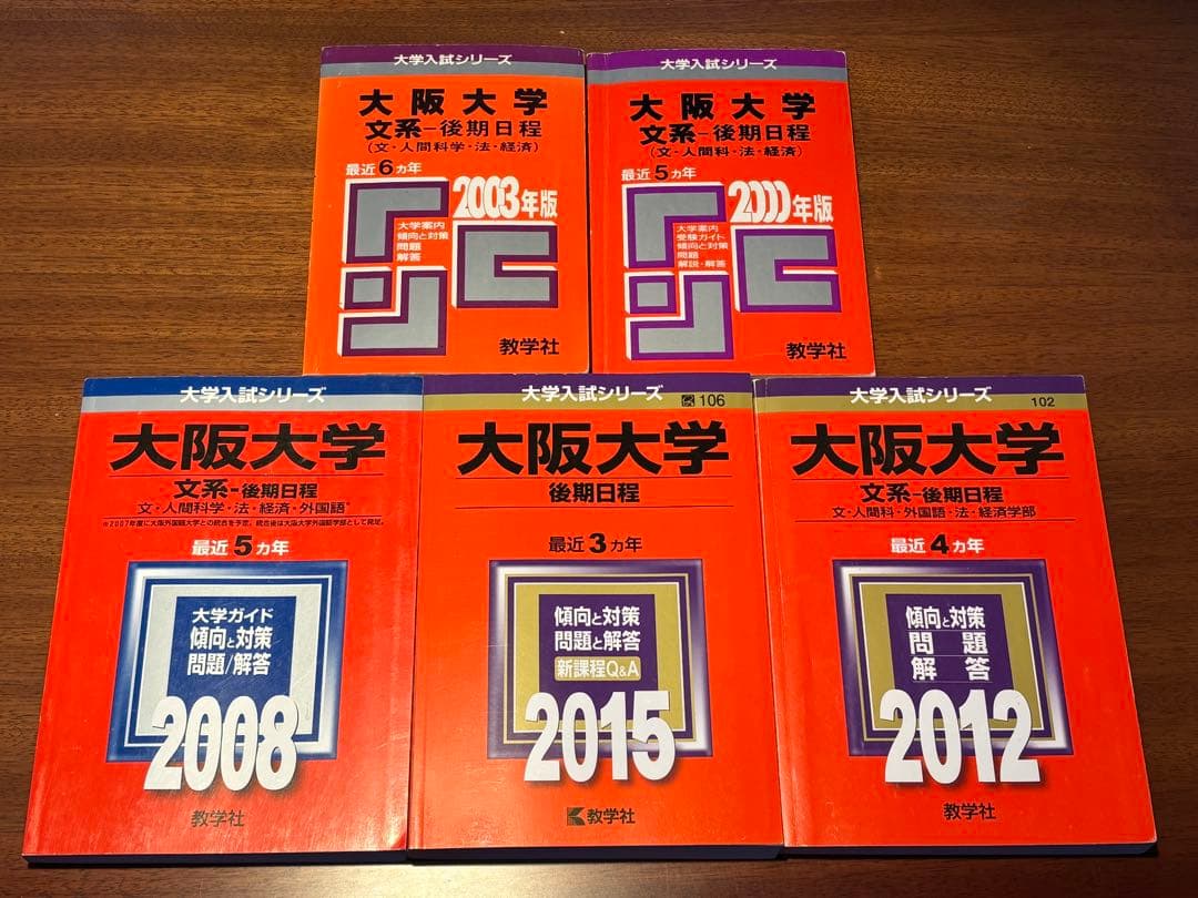 【後期赤本5冊セット】大阪大学・後期・文系　1995〜2014