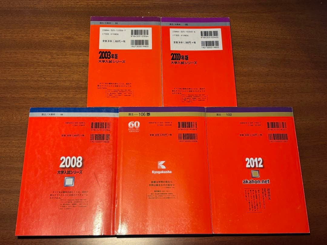 【後期赤本5冊セット】大阪大学・後期・文系　1995〜2014