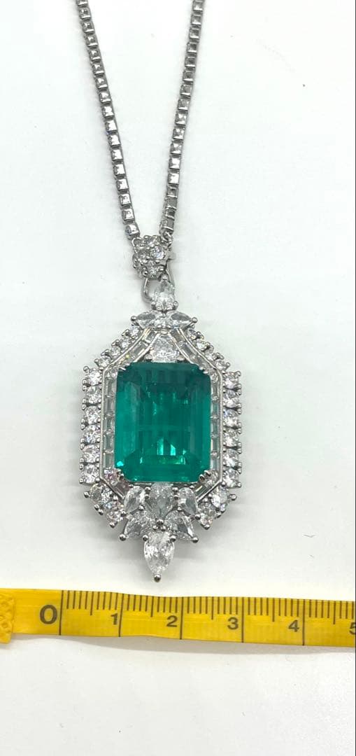巨大 エメラルドクオーツ モアサナイト テニスネックレス 1点のみ SV925