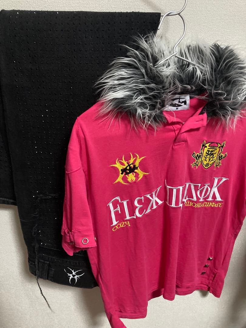 トップス \"BBY TECHBOI\" FUR PINK POLO