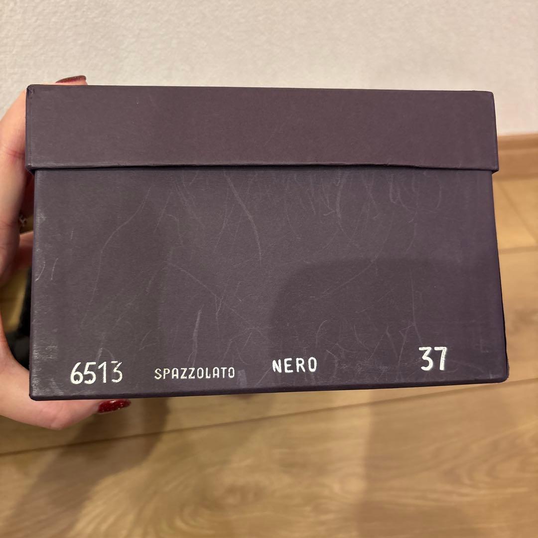 PRADA ブラック リボン付き37バレエシューズ