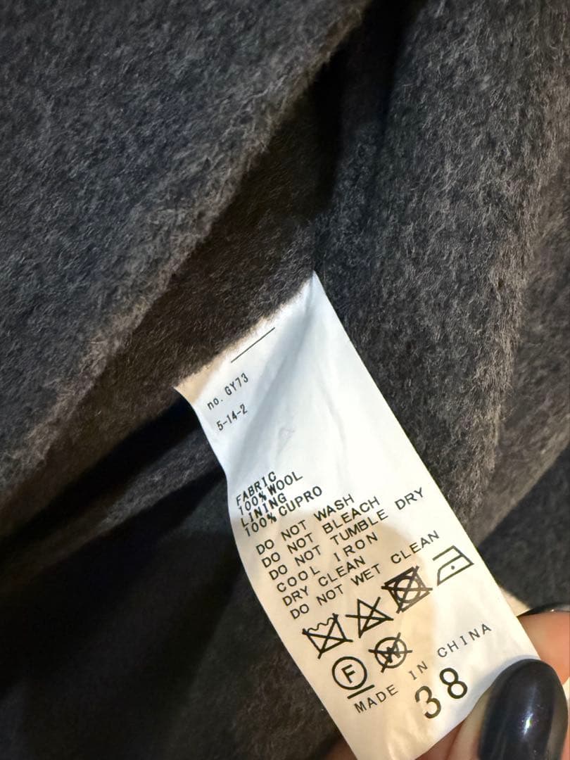 FRAMeWORK ハミルトンリバーテーラードコート　チャコールグレー38