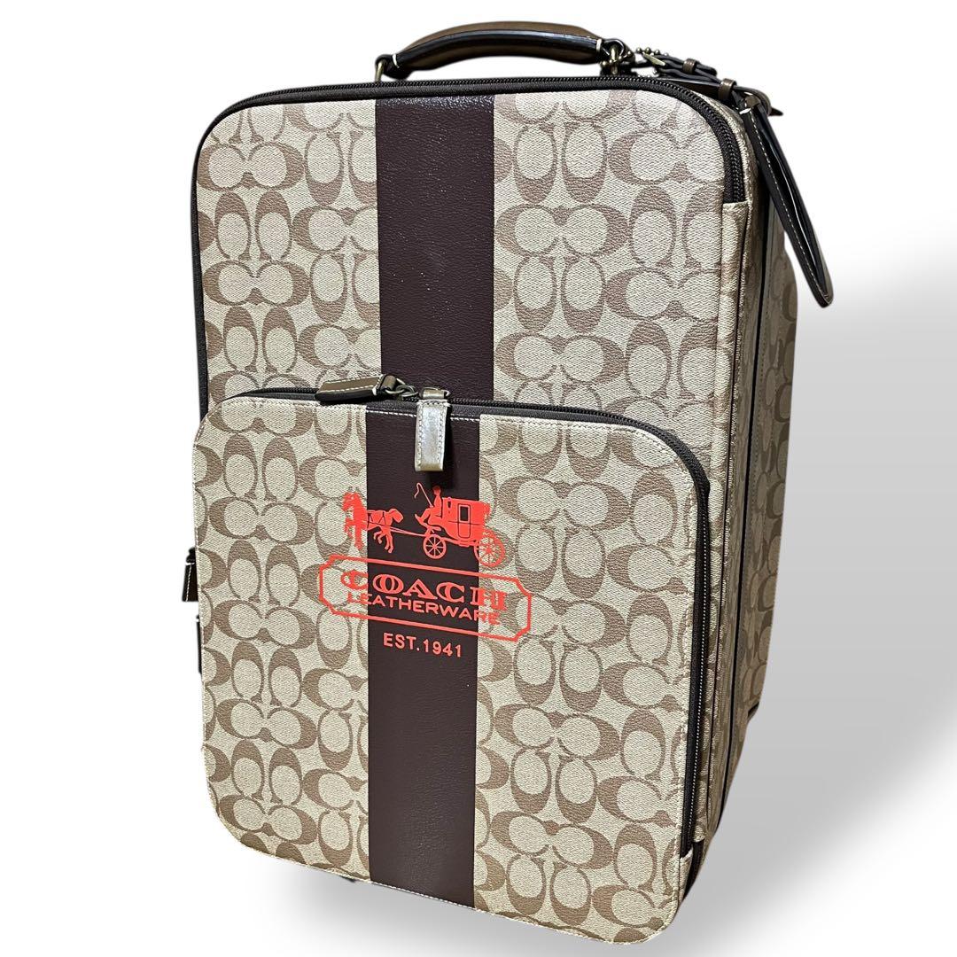 美品　コーチ　キャリーケース　機内持ち込み　シグネチャー　PVC 2輪