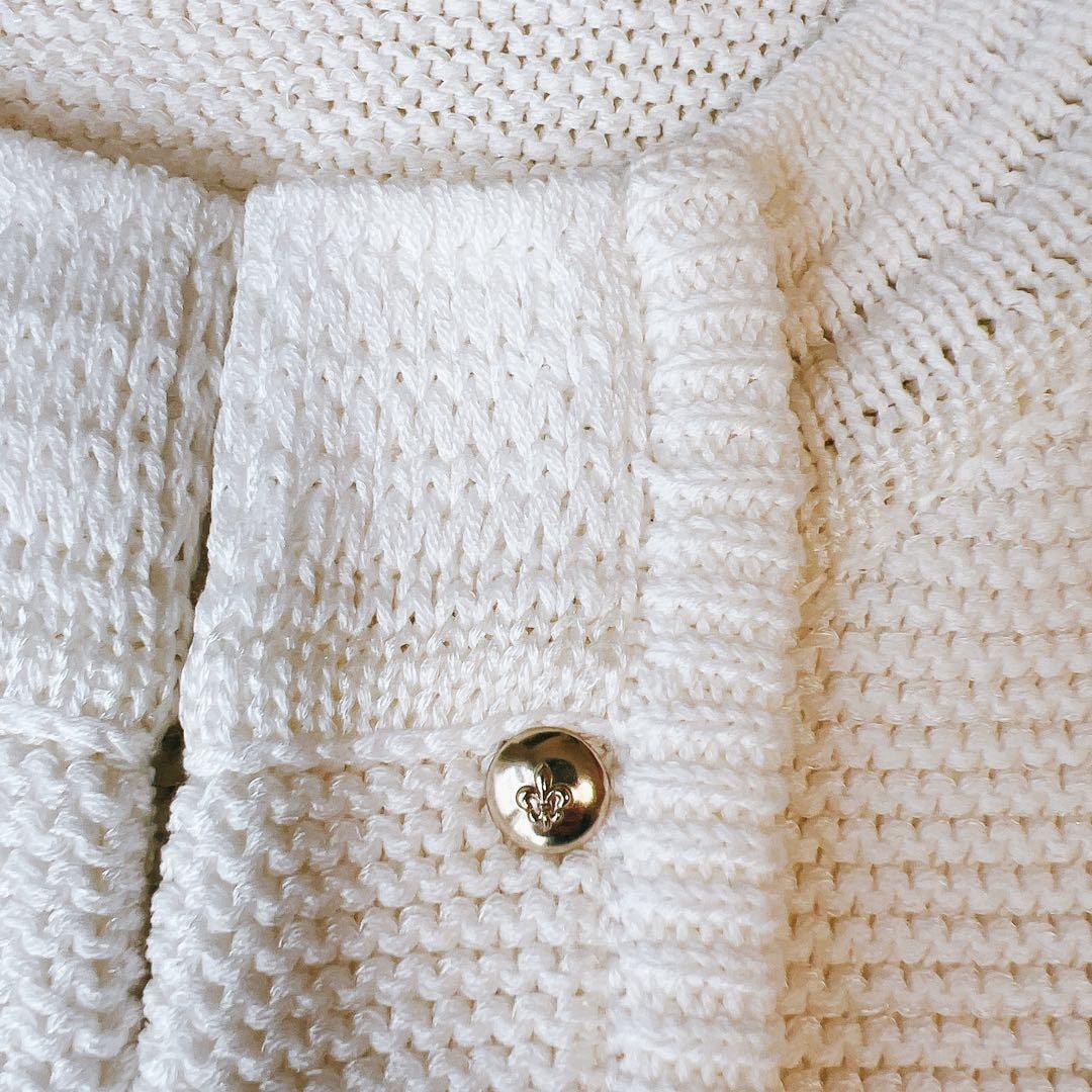 【未使用級】エポカ　ノーカラー　ニットジャケット カーディガン　金ボタン