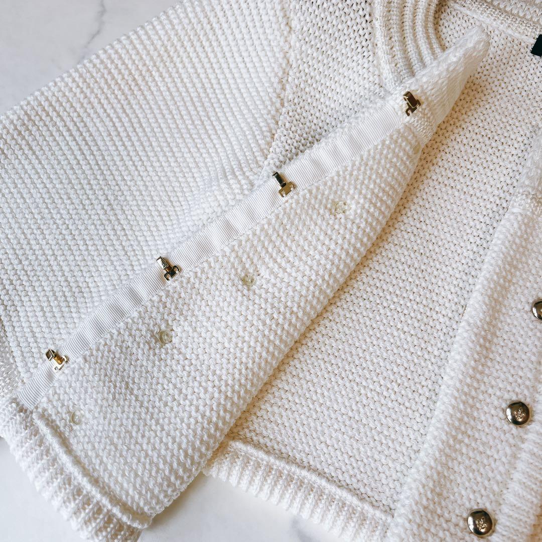 【未使用級】エポカ　ノーカラー　ニットジャケット カーディガン　金ボタン