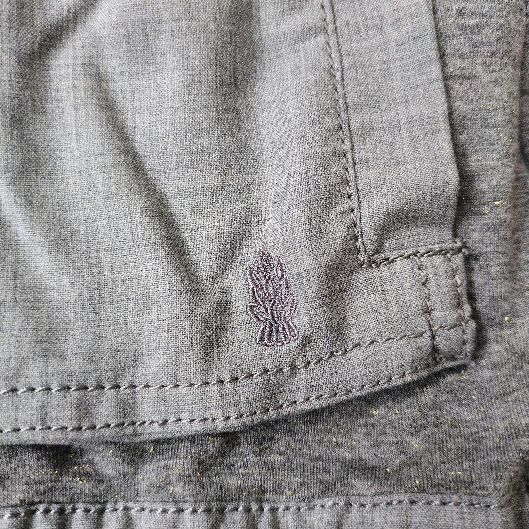 モラビトブラン　フード付きパーカー　40　ラメ混　グレー　ロゴ刺繍　ダブルジップ