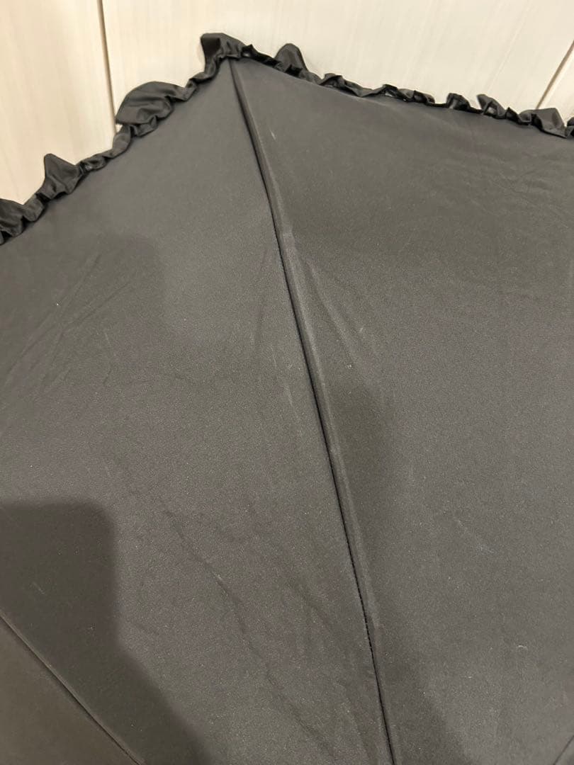 芦屋ロサブラン　シングルフリル 3段折りたたみ日傘　ブラック