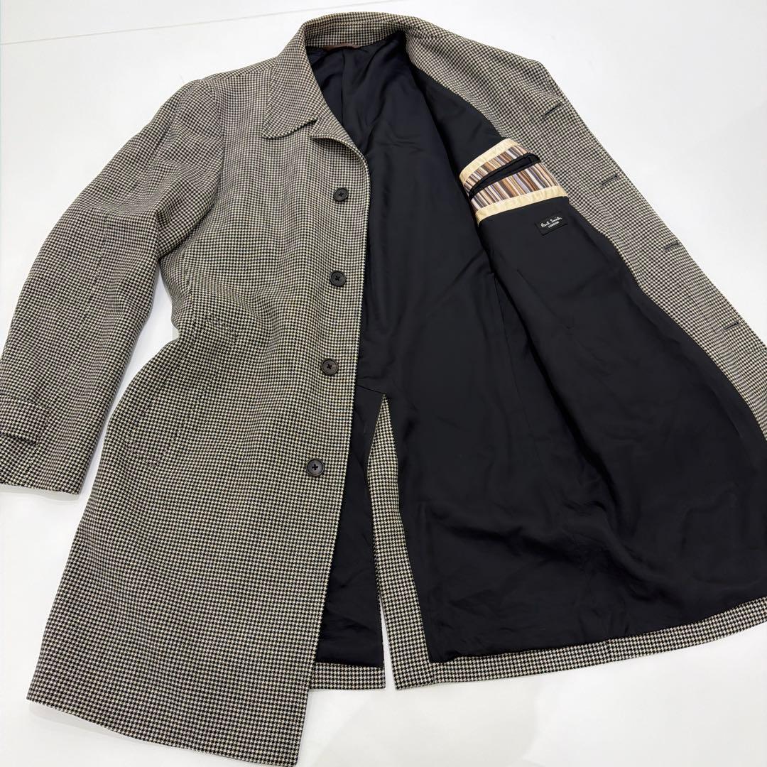 【美品】ポールスミスロンドン ウールコート XL チェック柄 ストライプ