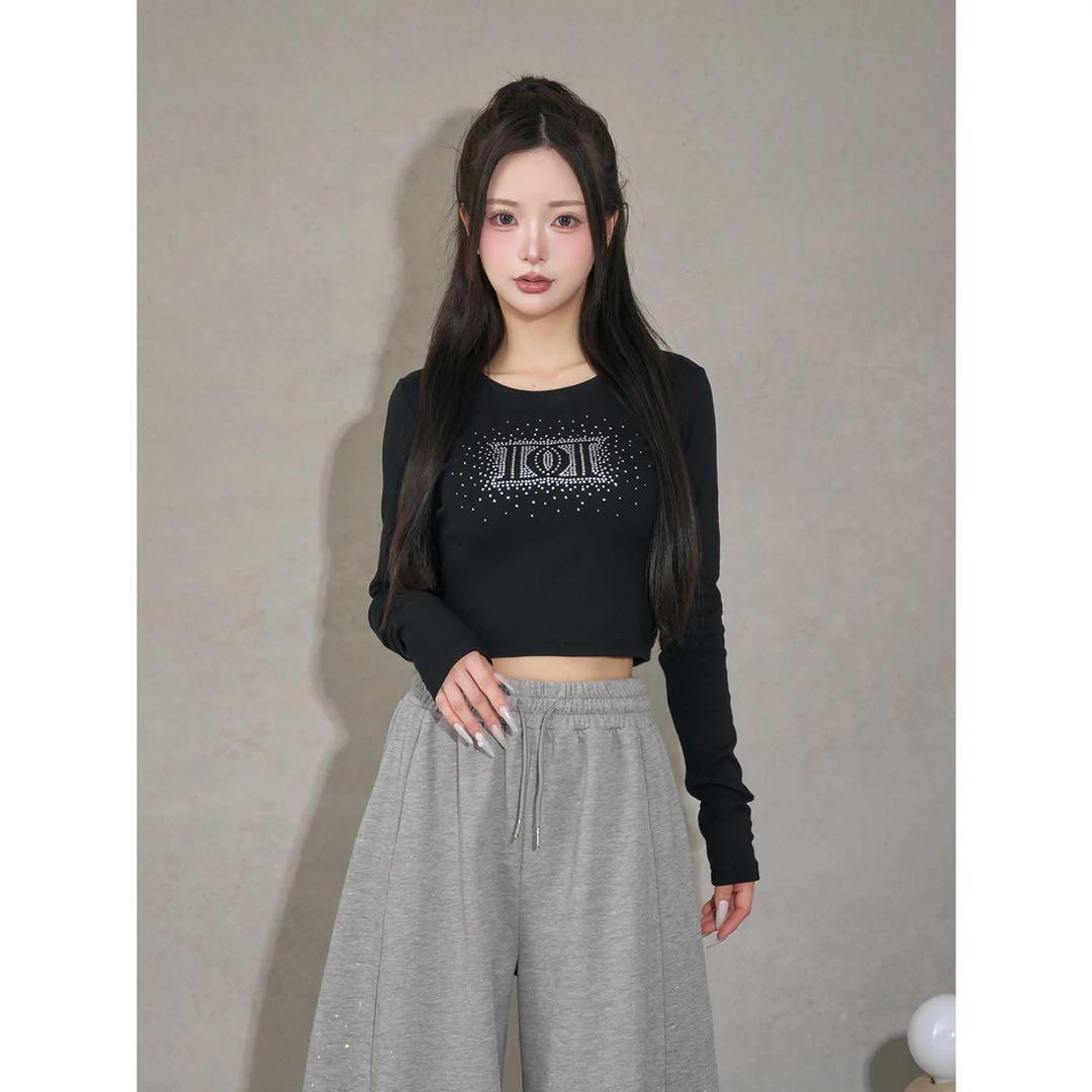 ダーリッチ 新品タグ付 シャイニーDDロゴコンパクトロングTシャツ ブラック