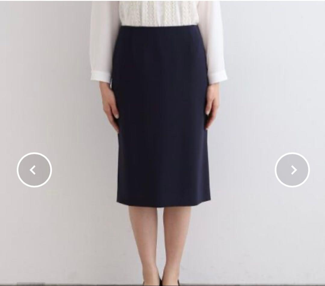 新品　インディヴィ V.A.I ノーカラーJKスーツ　ネイビー　05（XS）