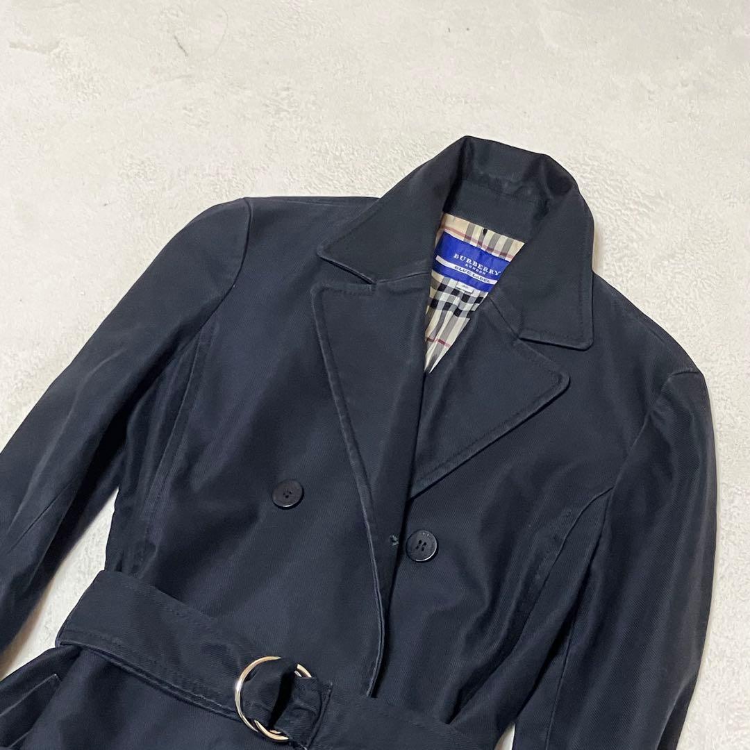 [美品] バーバリーブルーレーベル　トレンチコート　ハーフコート　裏ノバチェック