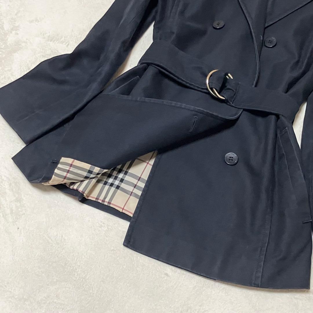 [美品] バーバリーブルーレーベル　トレンチコート　ハーフコート　裏ノバチェック