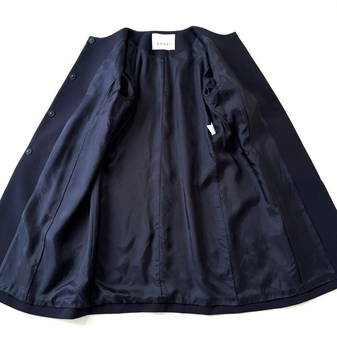 極美品✨アナイ 現行タグ ダブルクロス フレアスリーブコート 紺 38 日本製