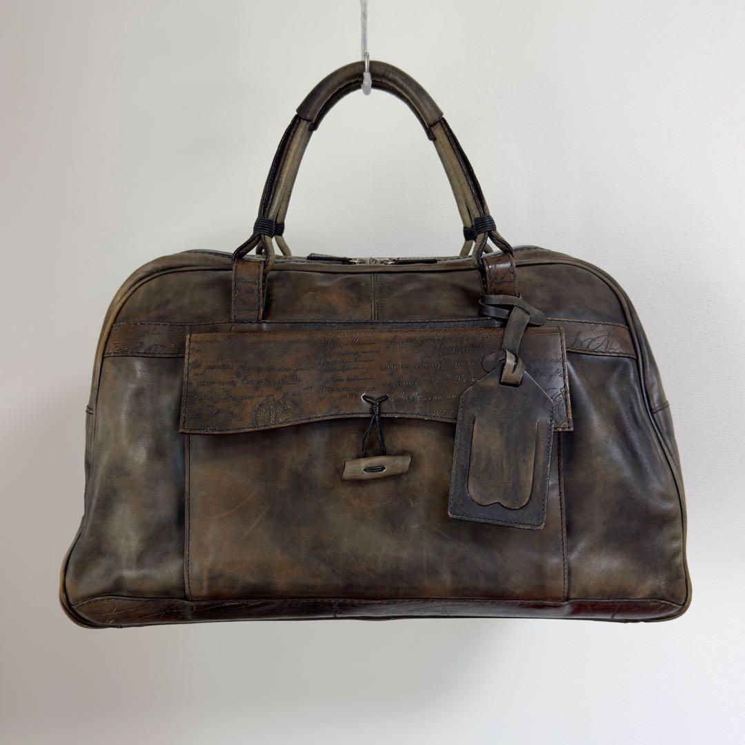 最初期 85.3万円 ベルルッティ パティーヌ スクリットレザートラベルバッグ