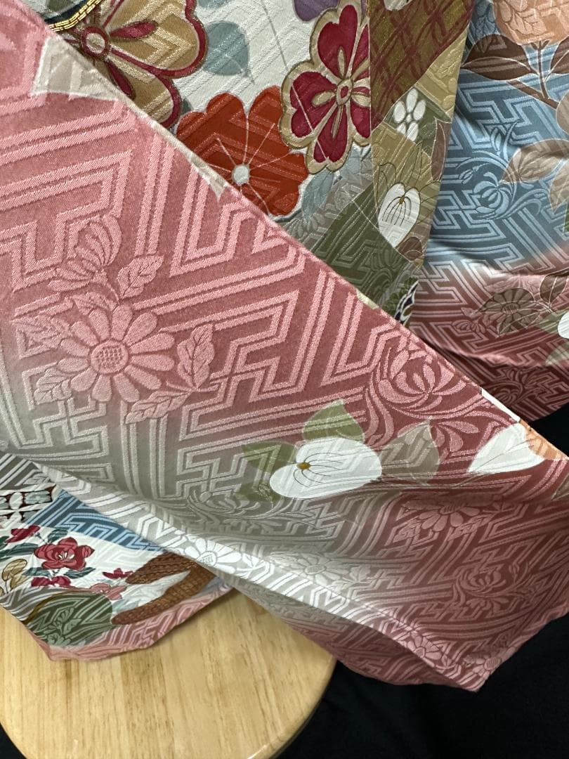 千總 高島屋誂え ピンク地染め分け 誰が袖 振袖 フルセット