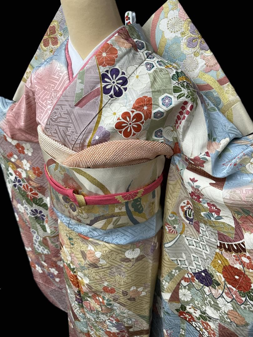 千總 高島屋誂え ピンク地染め分け 誰が袖 振袖 フルセット