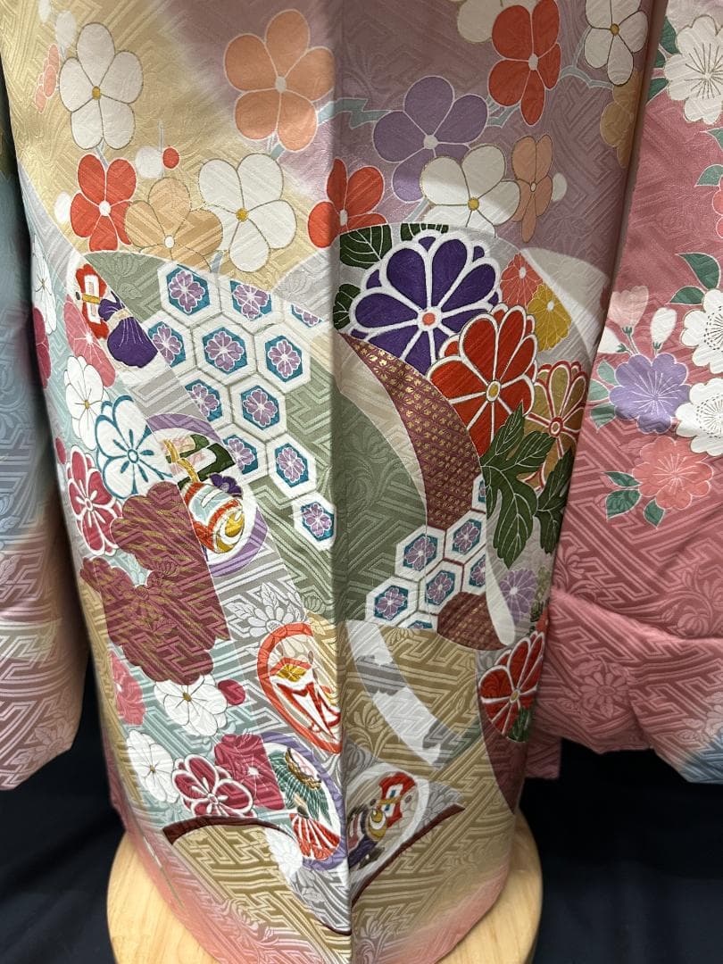 千總 高島屋誂え ピンク地染め分け 誰が袖 振袖 フルセット