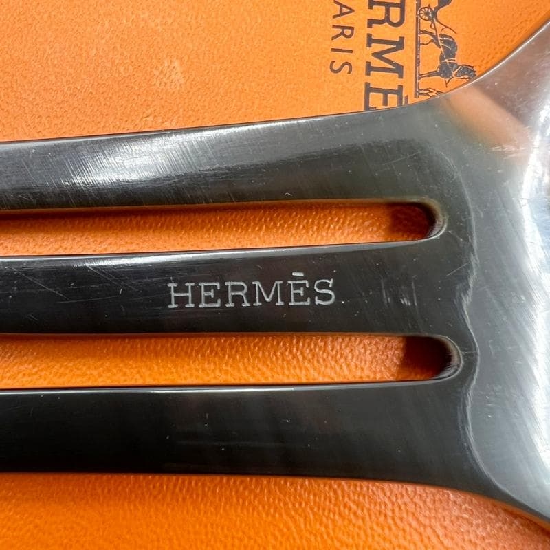 極美品 HERMES かんざし ロカイユ バッファローホーン Hロゴ 髪留め